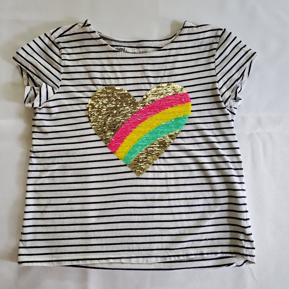 Sequined Heart Rainbow Top